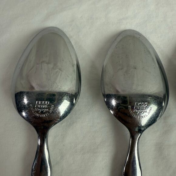 Ekco Eterna La Joya VTG Set 4 Soup Spoons Stainless Steel Faux Wood Flatware - Picture 6 of 10